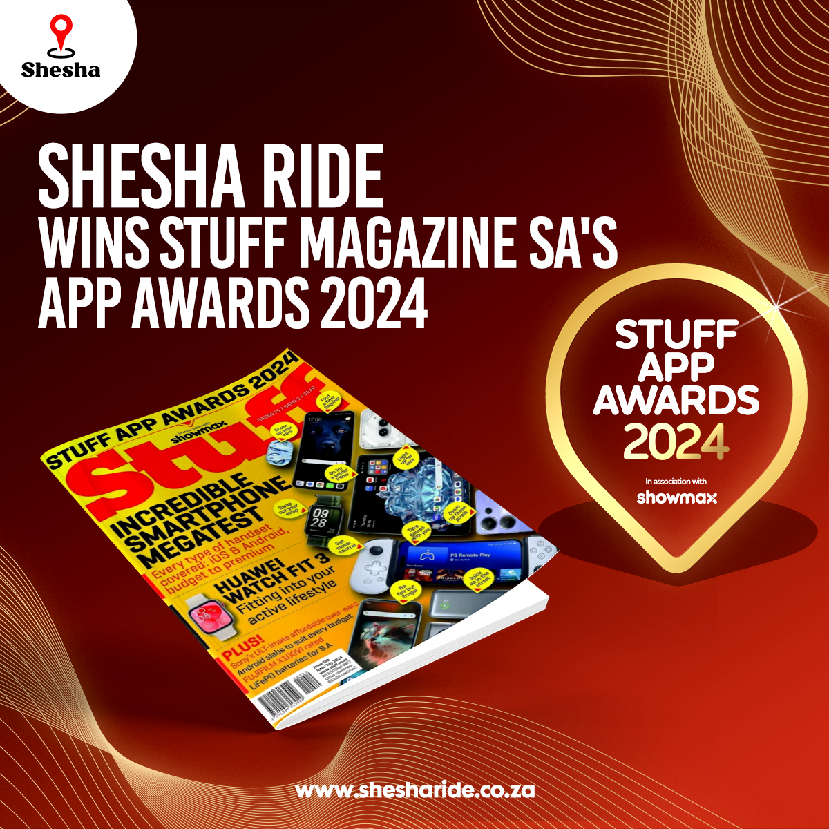 Shesha e-Hailing App Wins Stuff Magazine South Africa's App Awards 2024 in the Travel Section